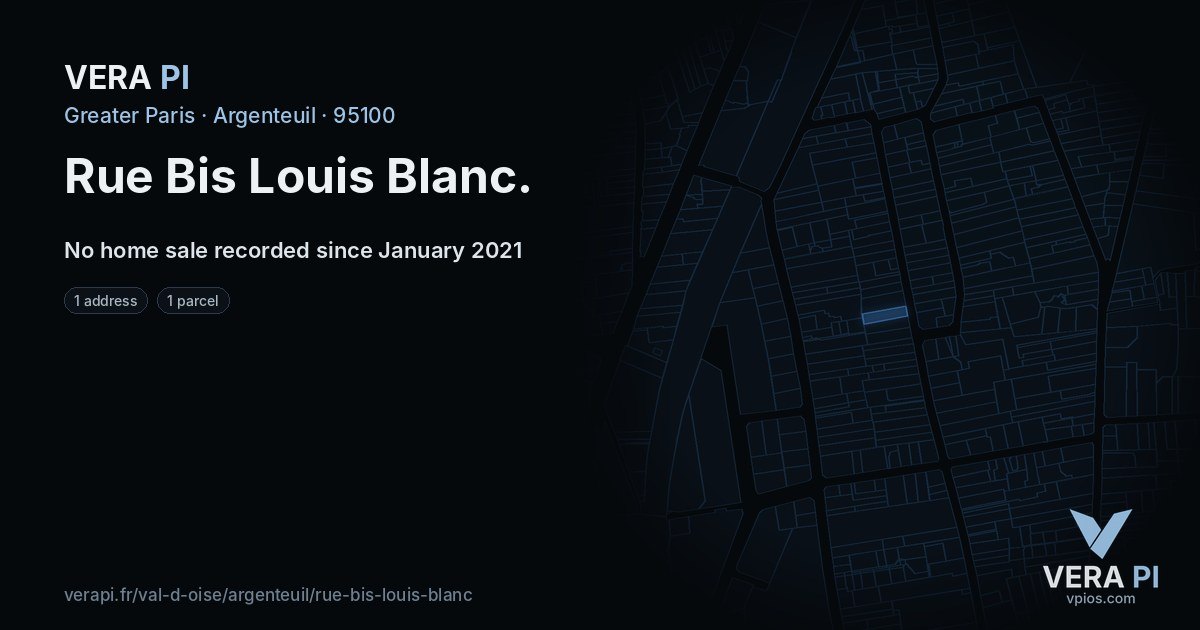 Rue Bis Louis Blanc, Argenteuil at night – every parcel coloured by the prices around it, the street's own parcels lit