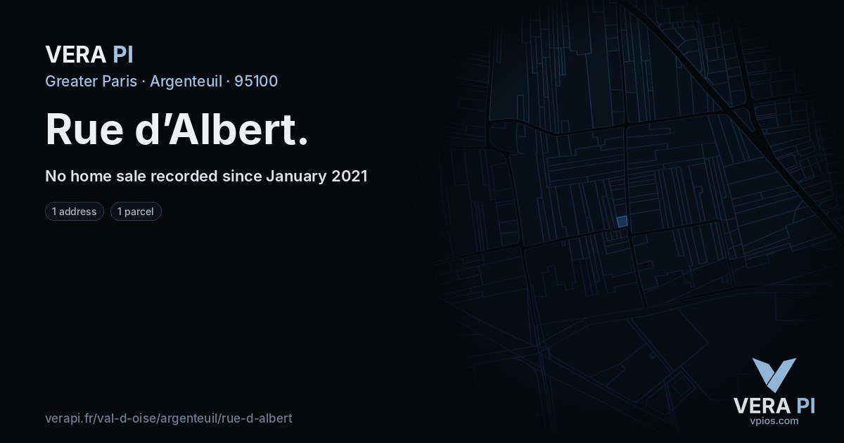 Rue d’Albert, Argenteuil at night – every parcel coloured by the prices around it, the street's own parcels lit