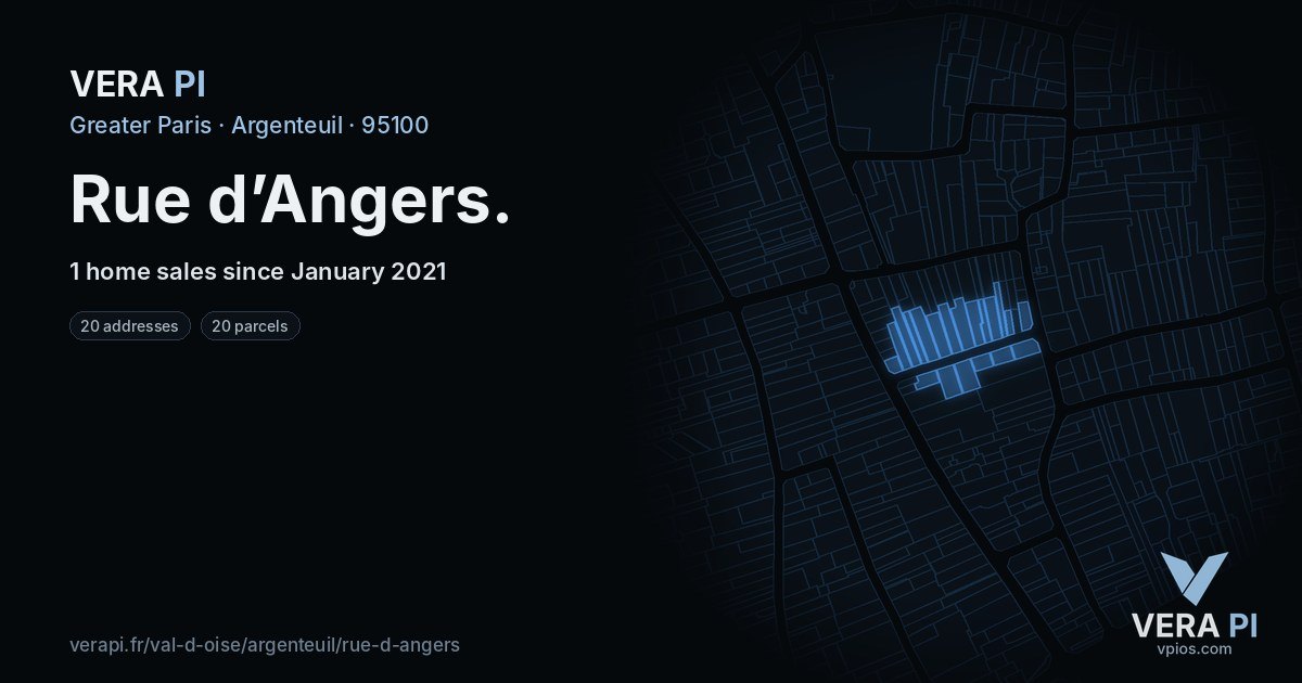 Rue d’Angers, Argenteuil at night – every parcel coloured by the prices around it, the street's own parcels lit