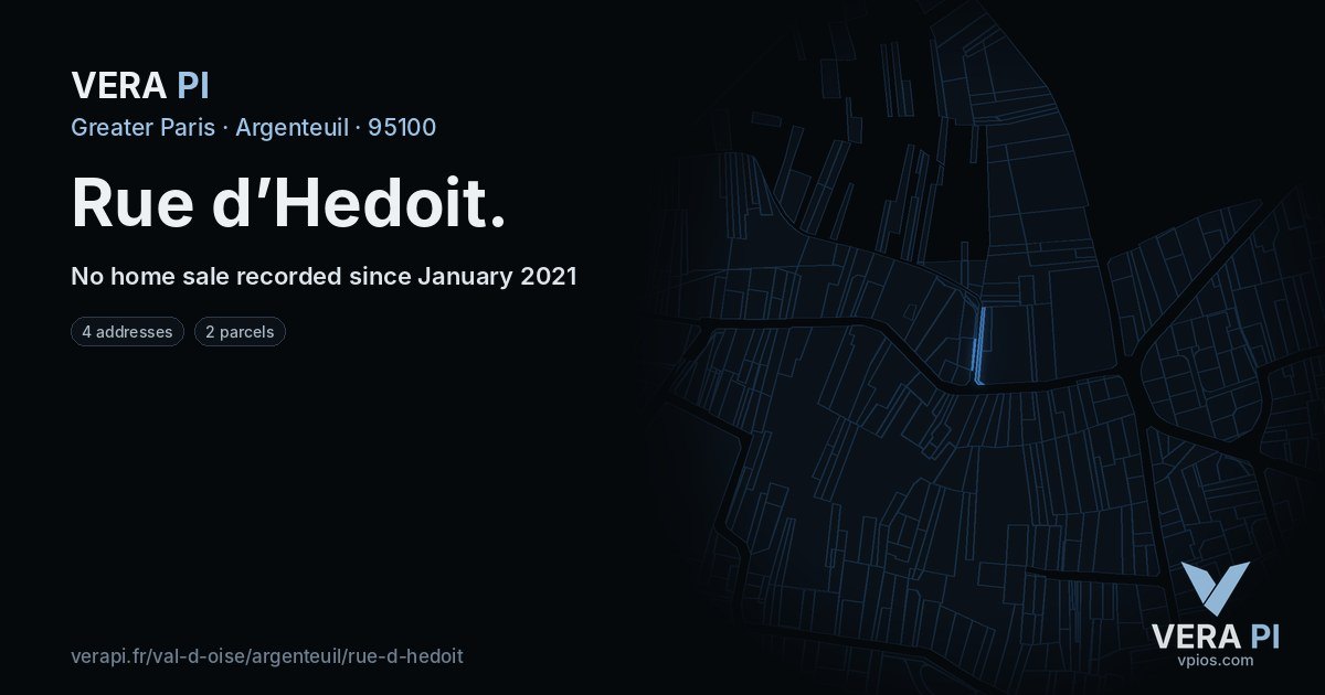 Rue d’Hedoit, Argenteuil at night – every parcel coloured by the prices around it, the street's own parcels lit