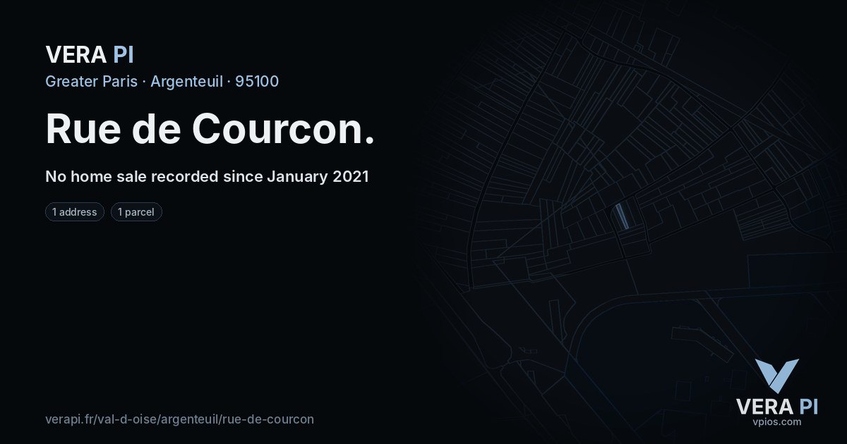 Rue de Courcon, Argenteuil at night – every parcel coloured by the prices around it, the street's own parcels lit