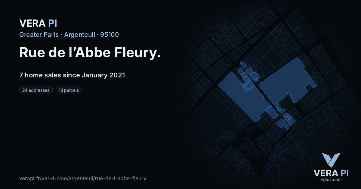 Rue de l’Abbe Fleury, Argenteuil at night – every parcel coloured by the prices around it, the street's own parcels lit