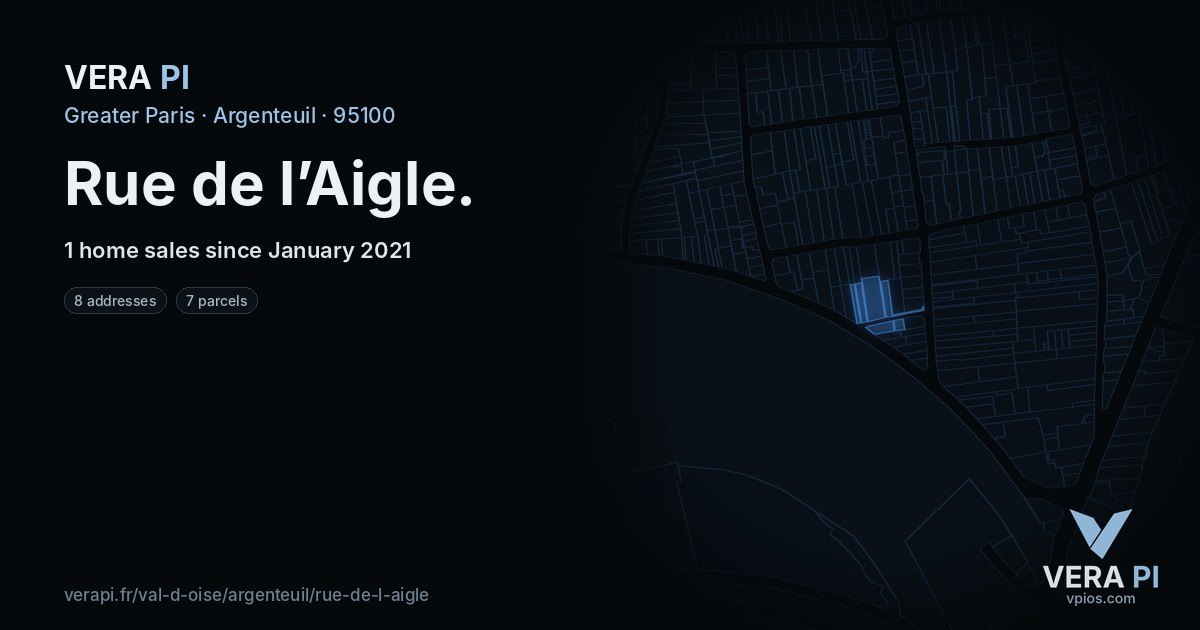 Rue de l’Aigle, Argenteuil at night – every parcel coloured by the prices around it, the street's own parcels lit