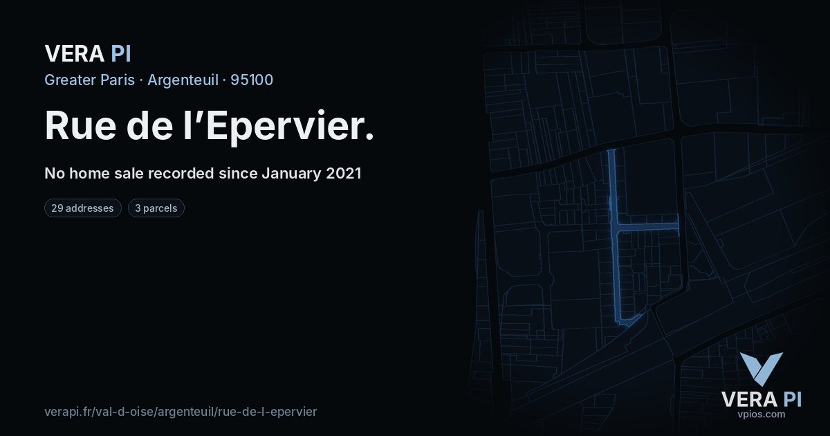 Rue de l’Epervier, Argenteuil at night – every parcel coloured by the prices around it, the street's own parcels lit