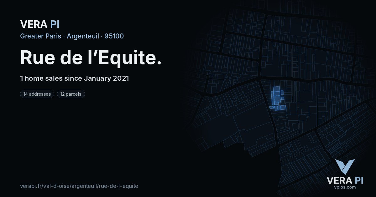 Rue de l’Equite, Argenteuil at night – every parcel coloured by the prices around it, the street's own parcels lit