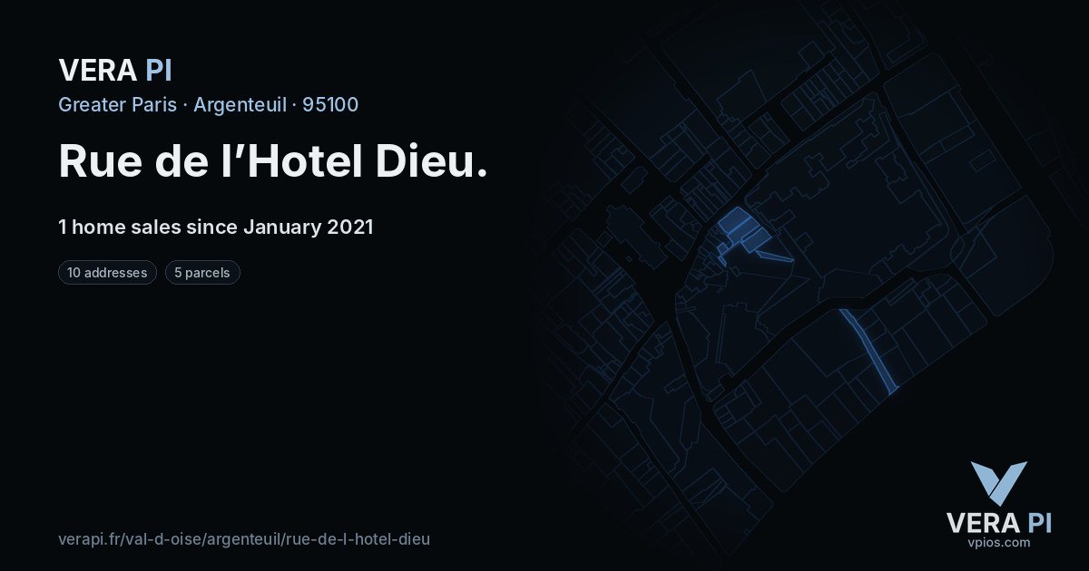 Rue de l’Hotel Dieu, Argenteuil at night – every parcel coloured by the prices around it, the street's own parcels lit