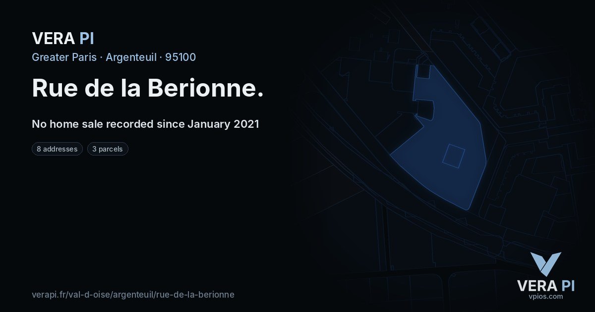 Rue de la Berionne, Argenteuil at night – every parcel coloured by the prices around it, the street's own parcels lit
