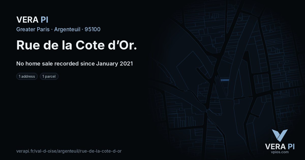Rue de la Cote d’Or, Argenteuil at night – every parcel coloured by the prices around it, the street's own parcels lit