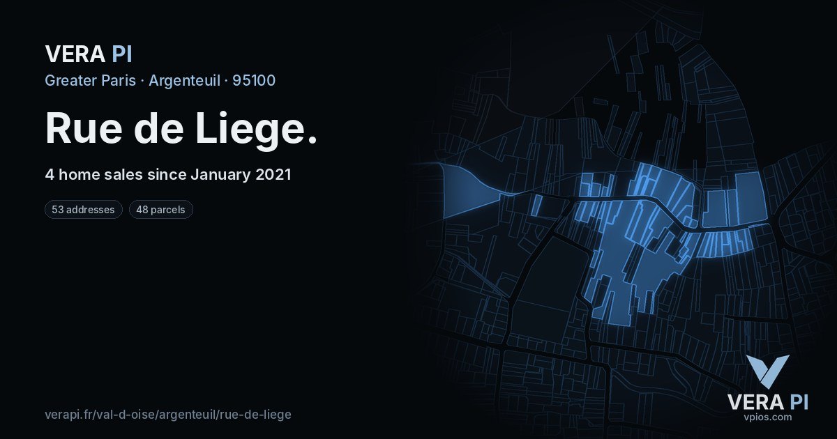 Rue de Liege, Argenteuil at night – every parcel coloured by the prices around it, the street's own parcels lit