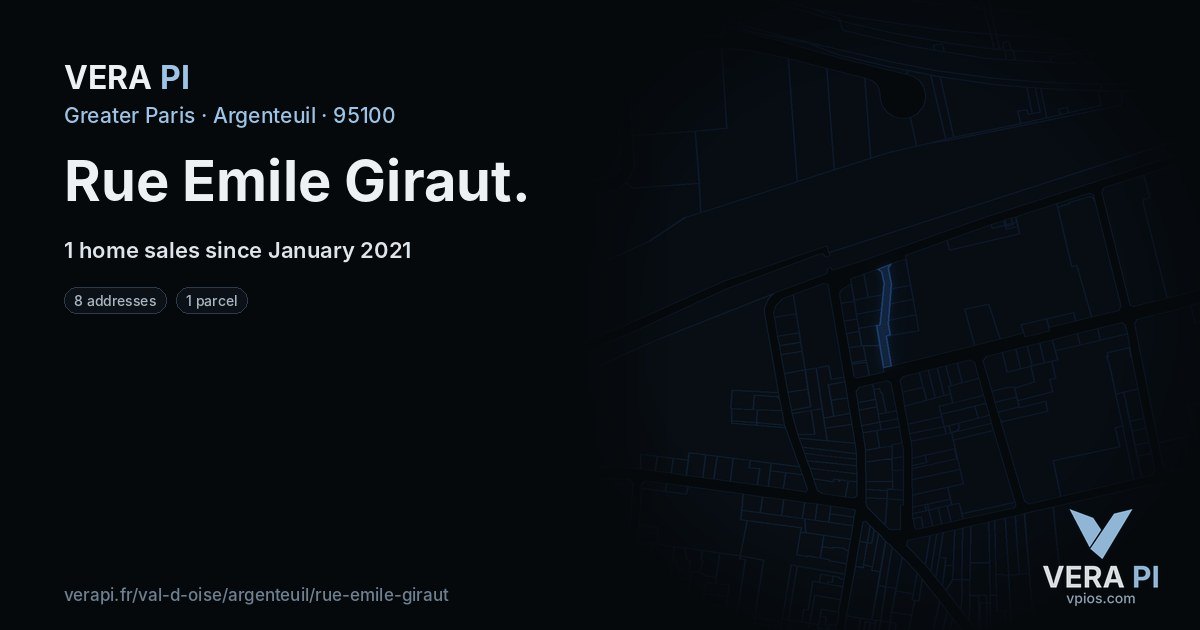 Rue Emile Giraut, Argenteuil at night – every parcel coloured by the prices around it, the street's own parcels lit