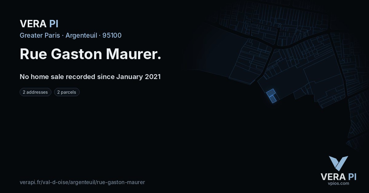 Rue Gaston Maurer, Argenteuil at night – every parcel coloured by the prices around it, the street's own parcels lit