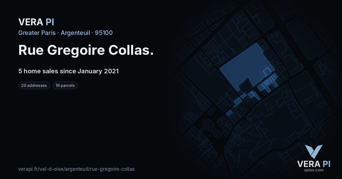 Rue Gregoire Collas, Argenteuil at night – every parcel coloured by the prices around it, the street's own parcels lit