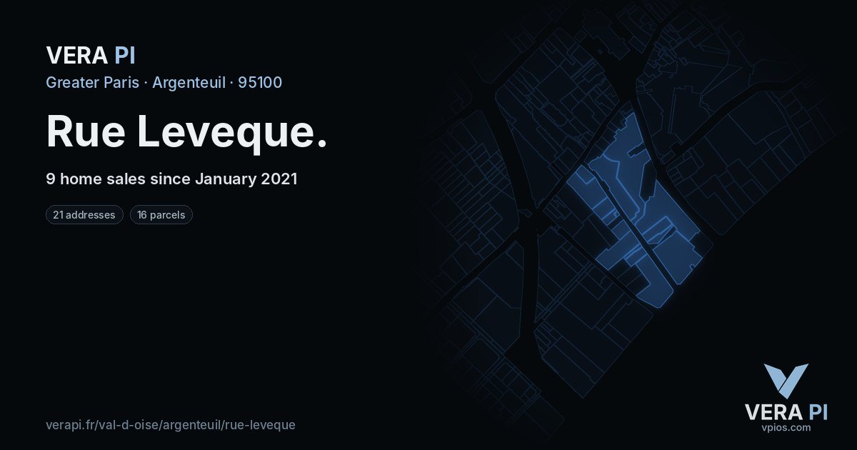 Rue Leveque, Argenteuil at night – every parcel coloured by the prices around it, the street's own parcels lit