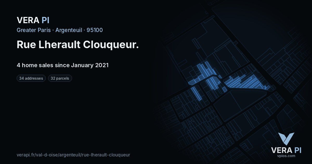 Rue Lherault Clouqueur, Argenteuil at night – every parcel coloured by the prices around it, the street's own parcels lit