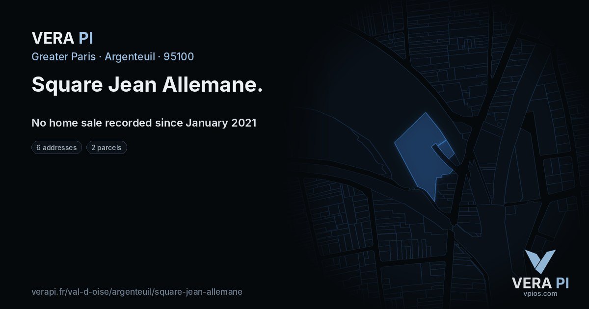 Square Jean Allemane, Argenteuil at night – every parcel coloured by the prices around it, the street's own parcels lit