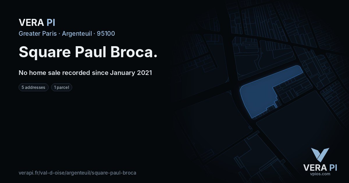Square Paul Broca, Argenteuil at night – every parcel coloured by the prices around it, the street's own parcels lit