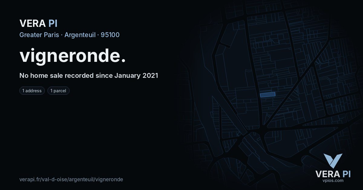 vigneronde, Argenteuil at night – every parcel coloured by the prices around it, the street's own parcels lit