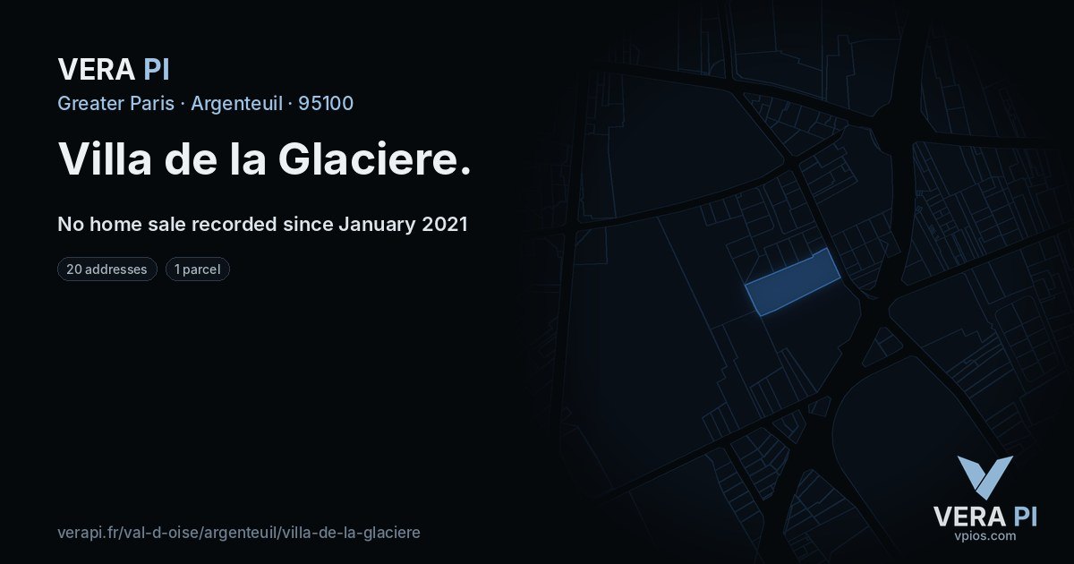 Villa de la Glaciere, Argenteuil at night – every parcel coloured by the prices around it, the street's own parcels lit