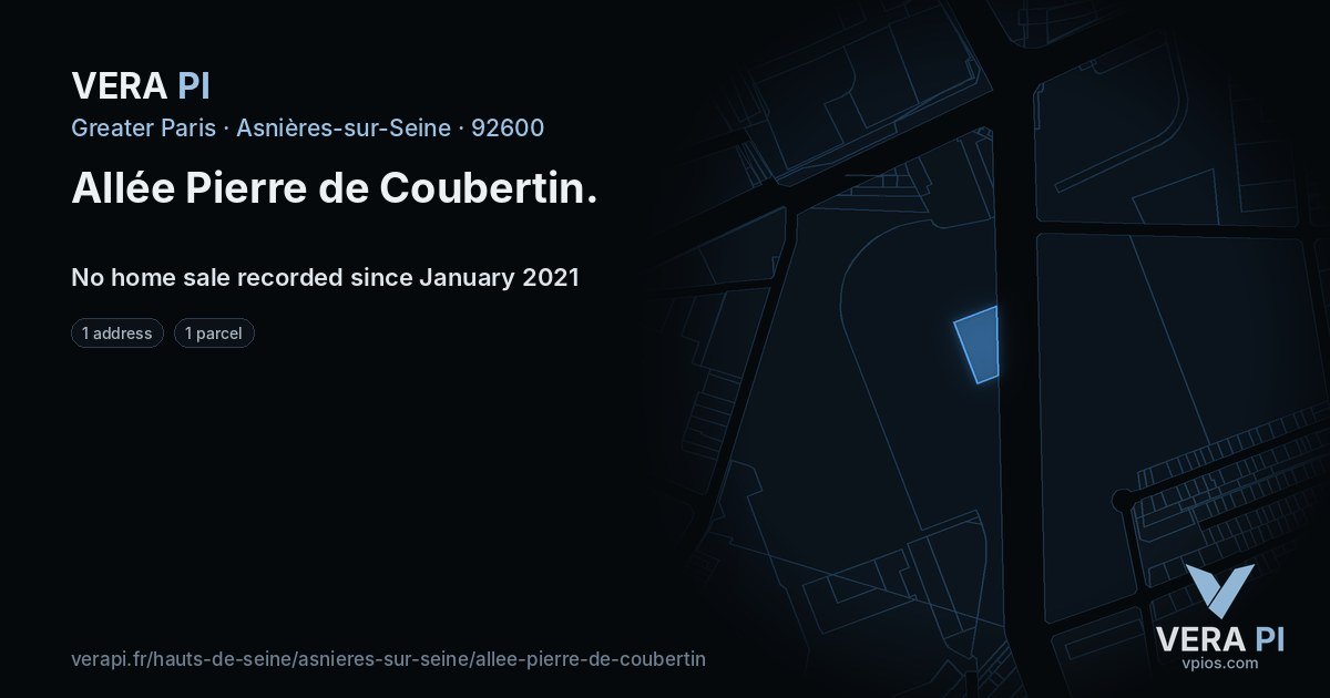 Allée Pierre de Coubertin, Asnières-sur-Seine at night – every parcel coloured by the prices around it, the street's own parcels lit
