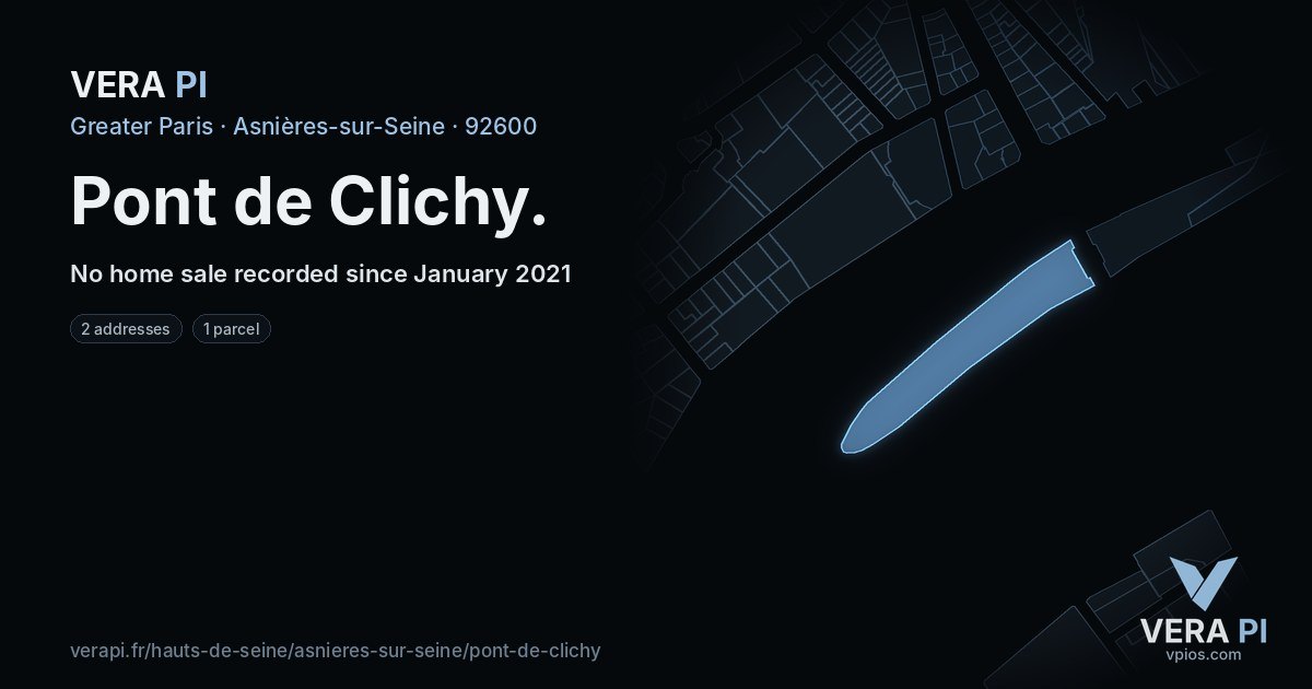 Pont de Clichy, Asnières-sur-Seine at night – every parcel coloured by the prices around it, the street's own parcels lit
