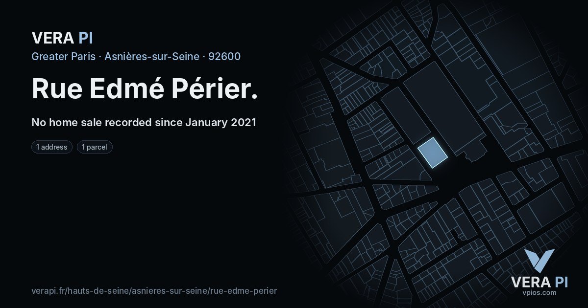 Rue Edmé Périer, Asnières-sur-Seine at night – every parcel coloured by the prices around it, the street's own parcels lit