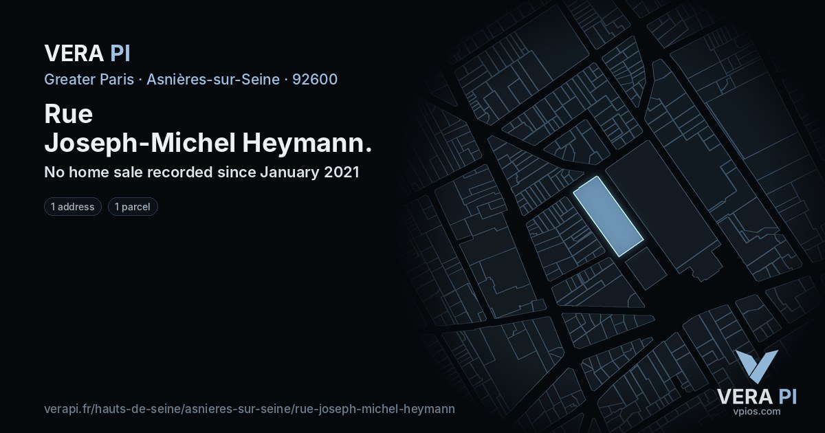 Rue Joseph-Michel Heymann, Asnières-sur-Seine at night – every parcel coloured by the prices around it, the street's own parcels lit