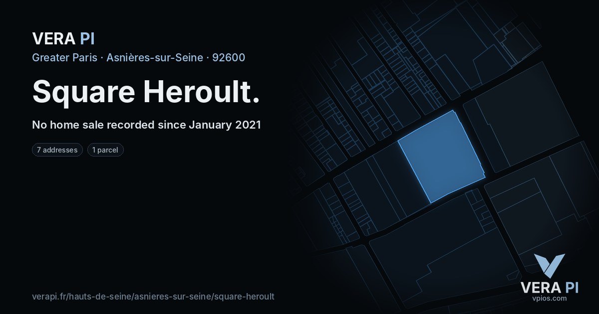Square Heroult, Asnières-sur-Seine at night – every parcel coloured by the prices around it, the street's own parcels lit