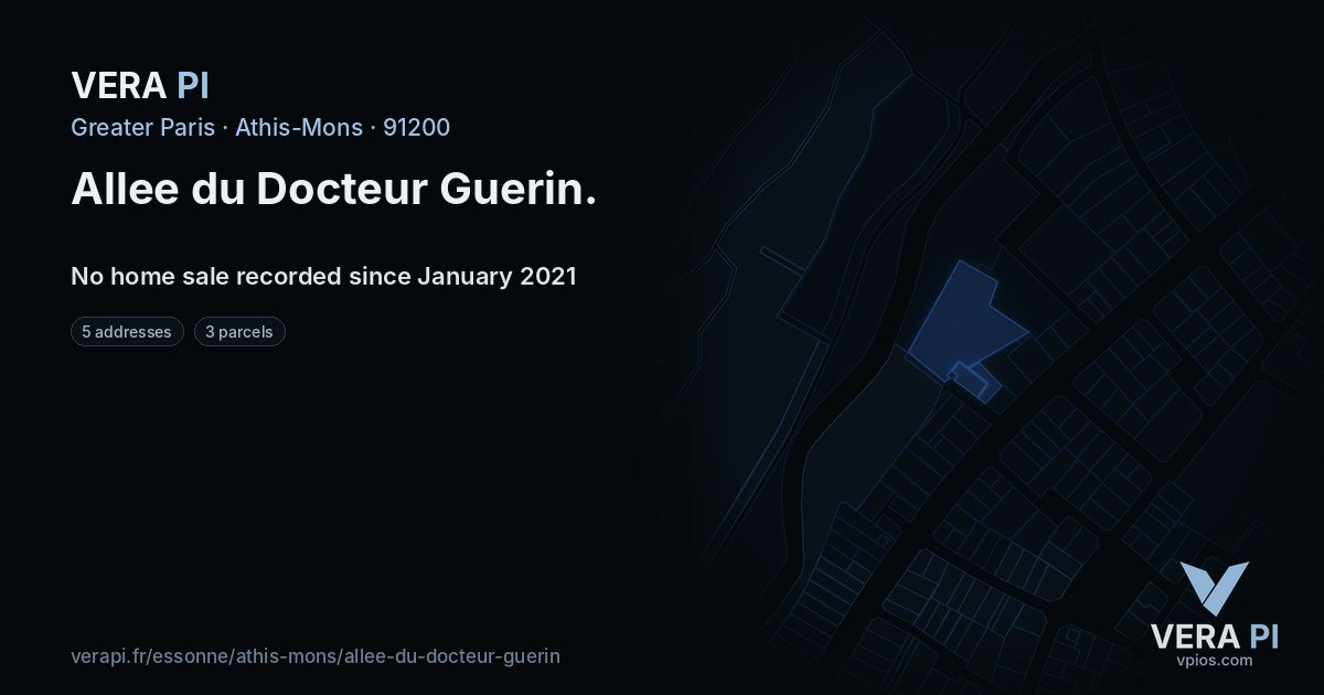 Allee du Docteur Guerin, Athis-Mons at night – every parcel coloured by the prices around it, the street's own parcels lit
