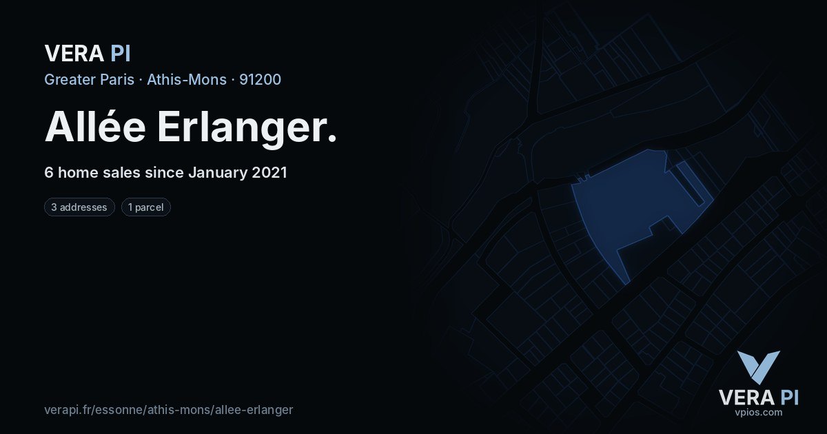 Allée Erlanger, Athis-Mons at night – every parcel coloured by the prices around it, the street's own parcels lit