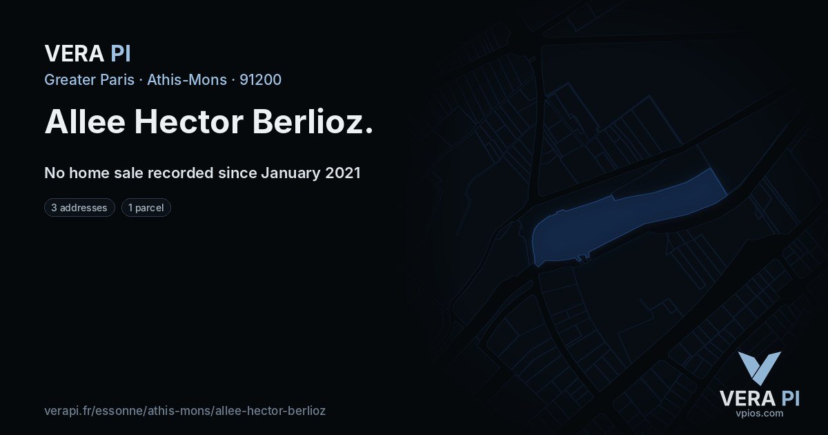 Allee Hector Berlioz, Athis-Mons at night – every parcel coloured by the prices around it, the street's own parcels lit