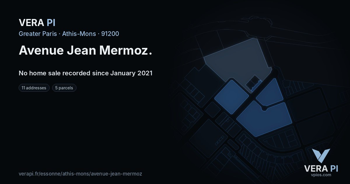 Avenue Jean Mermoz, Athis-Mons at night – every parcel coloured by the prices around it, the street's own parcels lit