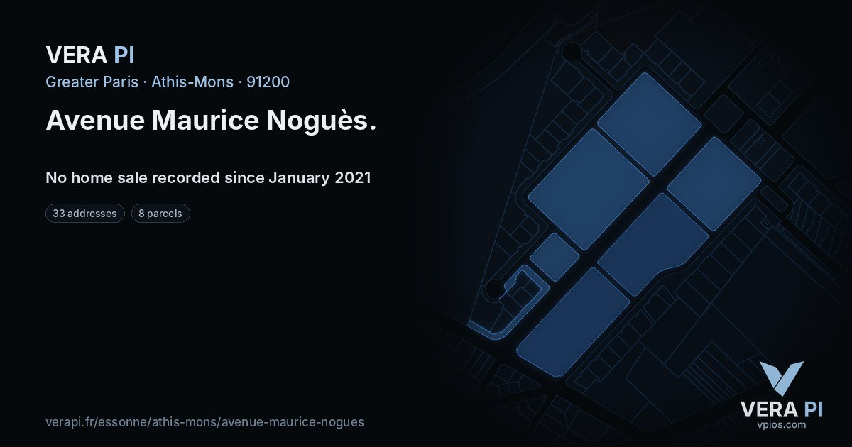 Avenue Maurice Noguès, Athis-Mons at night – every parcel coloured by the prices around it, the street's own parcels lit