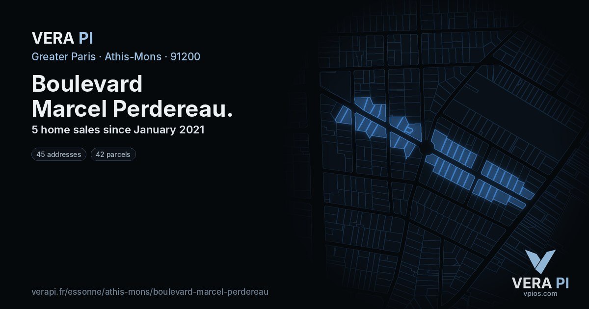 Boulevard Marcel Perdereau, Athis-Mons at night – every parcel coloured by the prices around it, the street's own parcels lit