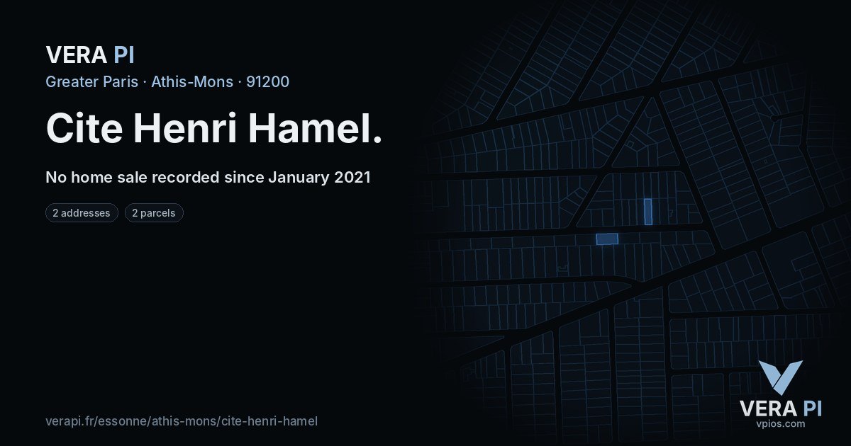 Cite Henri Hamel, Athis-Mons at night – every parcel coloured by the prices around it, the street's own parcels lit
