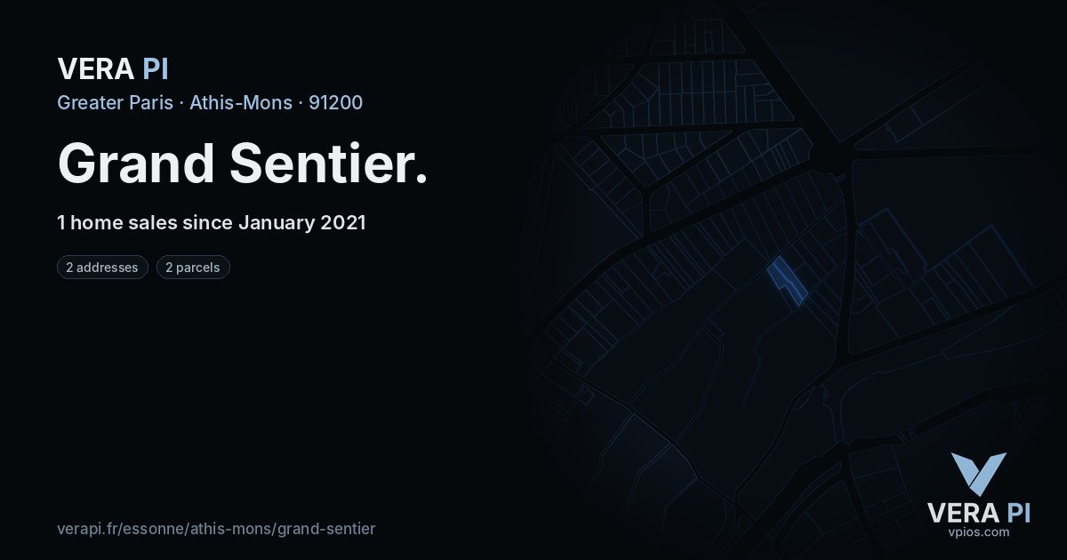 Grand Sentier, Athis-Mons at night – every parcel coloured by the prices around it, the street's own parcels lit