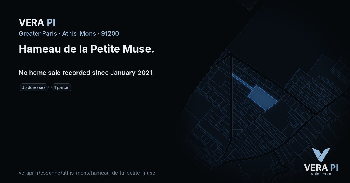 Hameau de la Petite Muse, Athis-Mons at night – every parcel coloured by the prices around it, the street's own parcels lit
