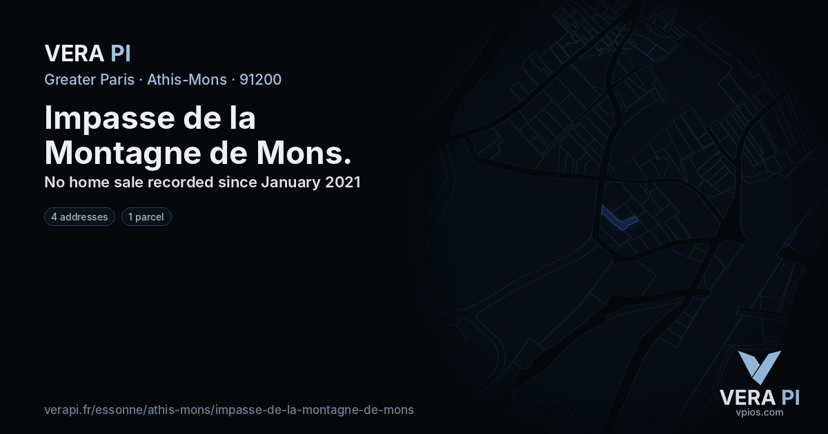 Impasse de la Montagne de Mons, Athis-Mons at night – every parcel coloured by the prices around it, the street's own parcels lit