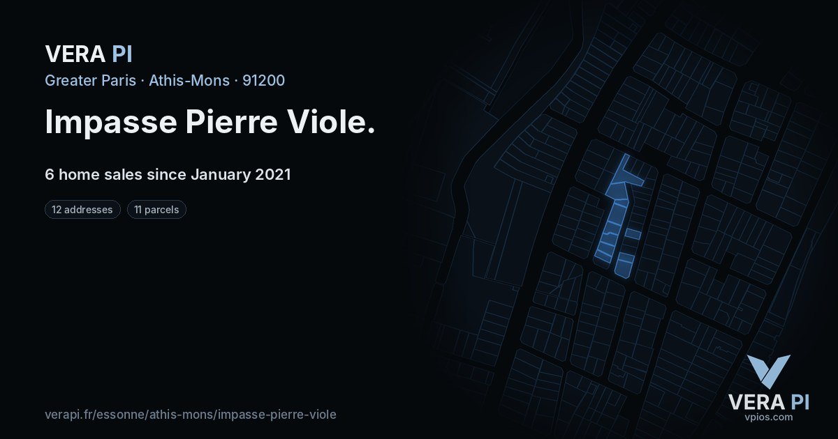 Impasse Pierre Viole, Athis-Mons at night – every parcel coloured by the prices around it, the street's own parcels lit