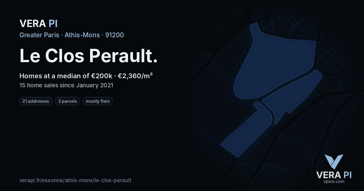 Le Clos Perault, Athis-Mons at night – every parcel coloured by the prices around it, the street's own parcels lit