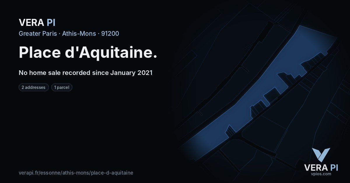 Place d'Aquitaine, Athis-Mons at night – every parcel coloured by the prices around it, the street's own parcels lit