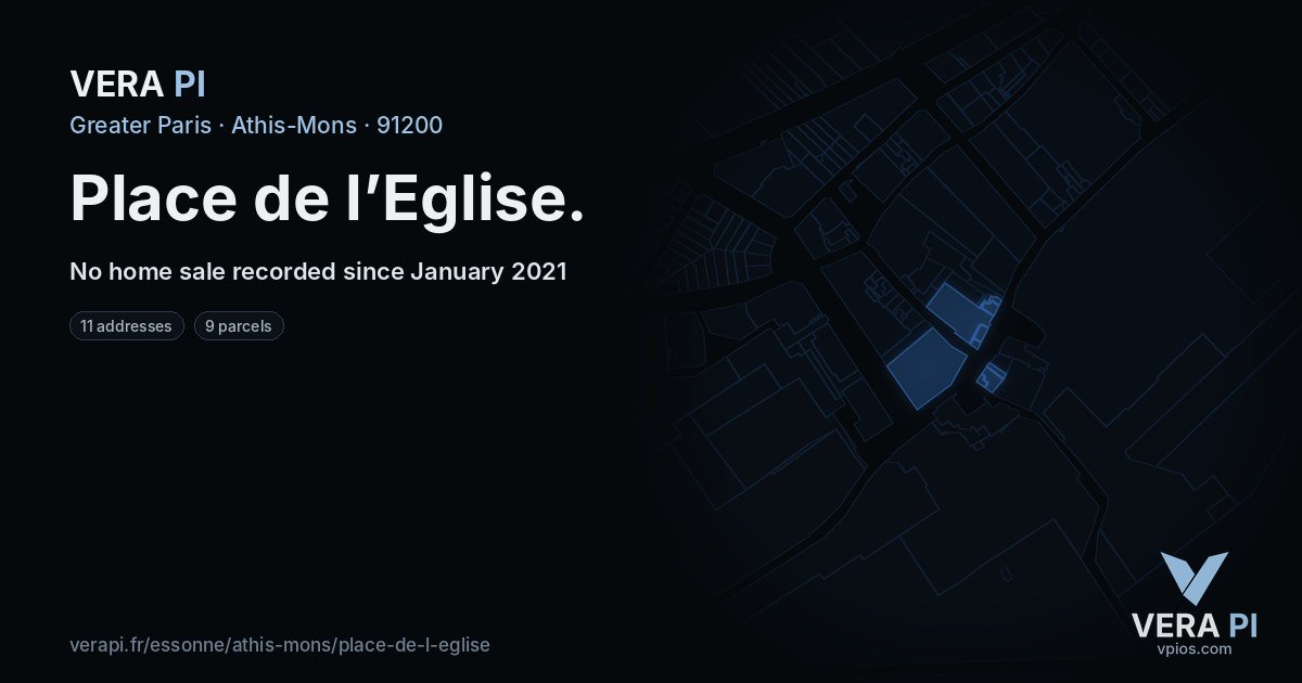 Place de l’Eglise, Athis-Mons at night – every parcel coloured by the prices around it, the street's own parcels lit