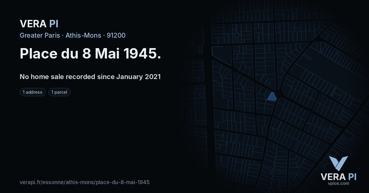 Place du 8 Mai 1945, Athis-Mons at night – every parcel coloured by the prices around it, the street's own parcels lit