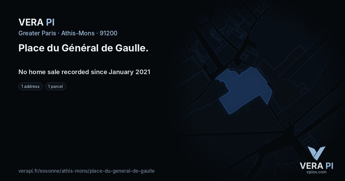 Place du Général de Gaulle, Athis-Mons at night – every parcel coloured by the prices around it, the street's own parcels lit