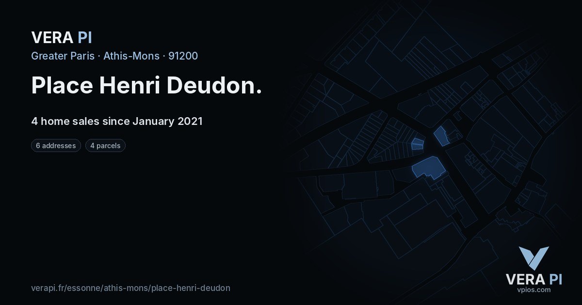 Place Henri Deudon, Athis-Mons at night – every parcel coloured by the prices around it, the street's own parcels lit
