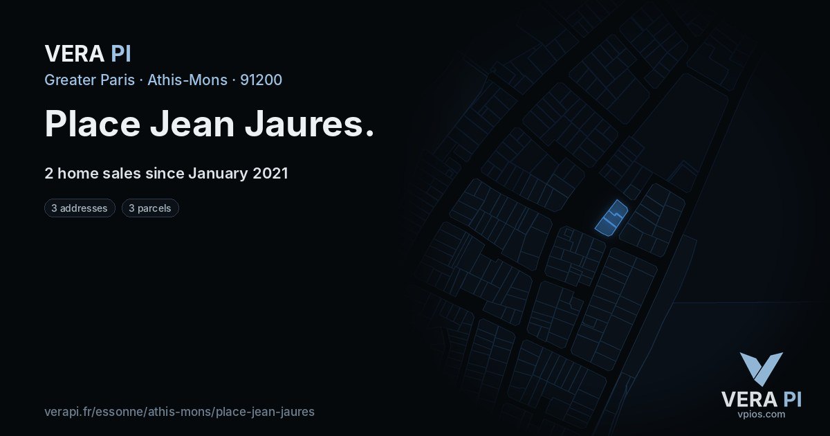 Place Jean Jaures, Athis-Mons at night – every parcel coloured by the prices around it, the street's own parcels lit