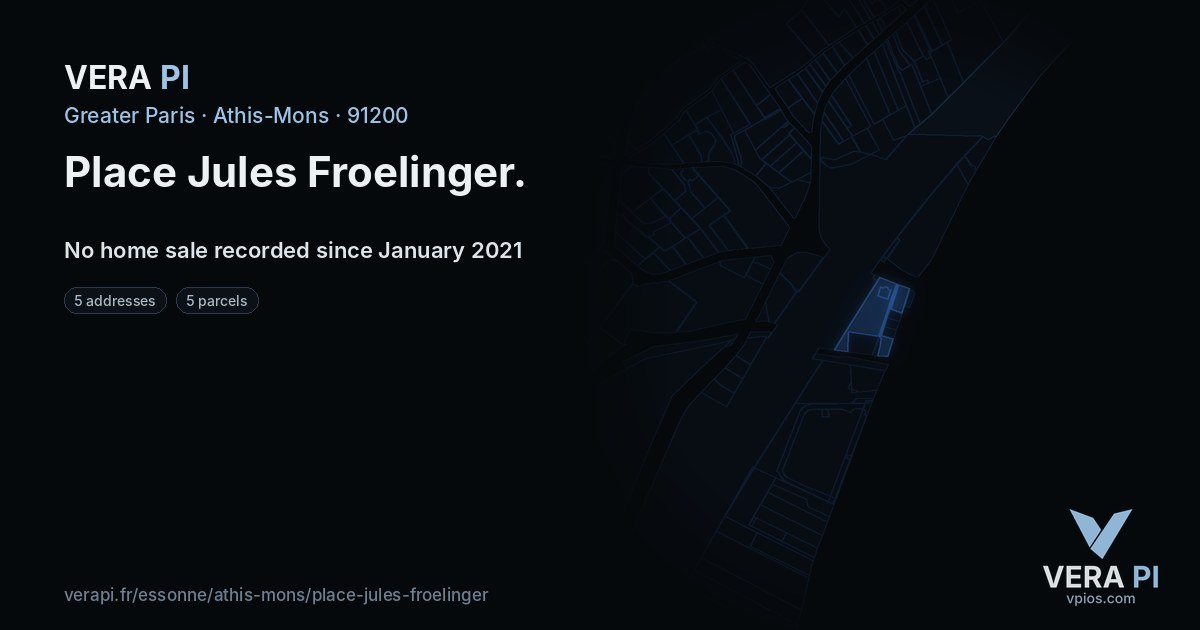 Place Jules Froelinger, Athis-Mons at night – every parcel coloured by the prices around it, the street's own parcels lit