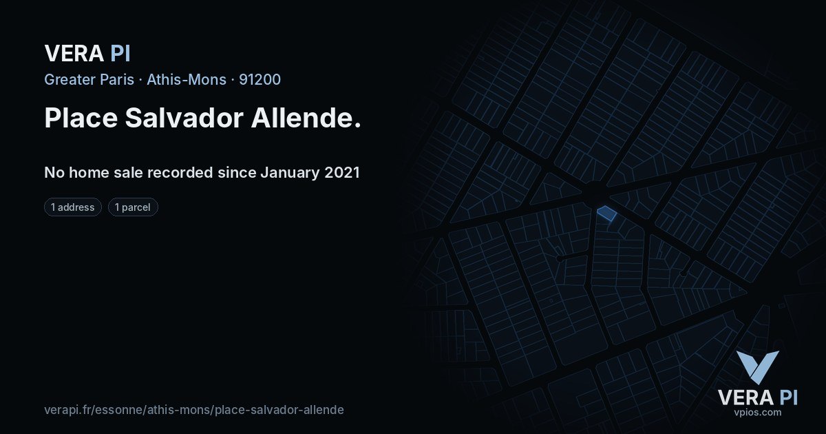 Place Salvador Allende, Athis-Mons at night – every parcel coloured by the prices around it, the street's own parcels lit