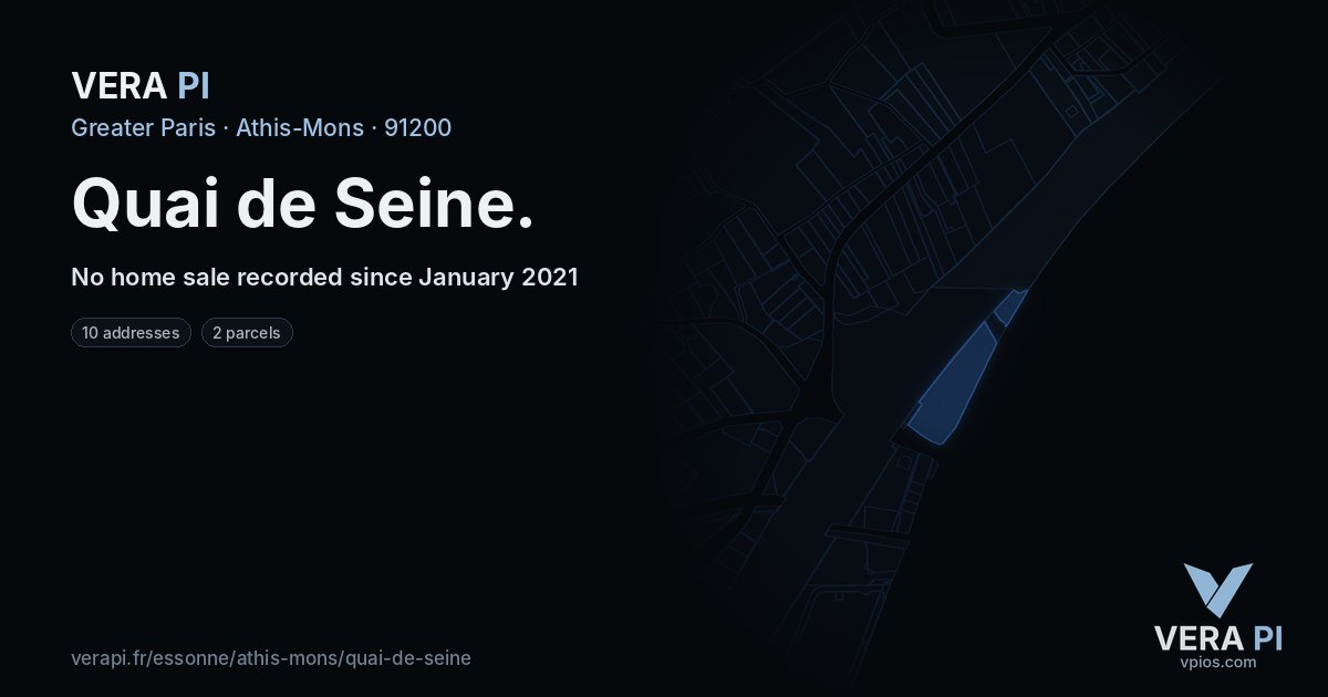 Quai de Seine, Athis-Mons at night – every parcel coloured by the prices around it, the street's own parcels lit
