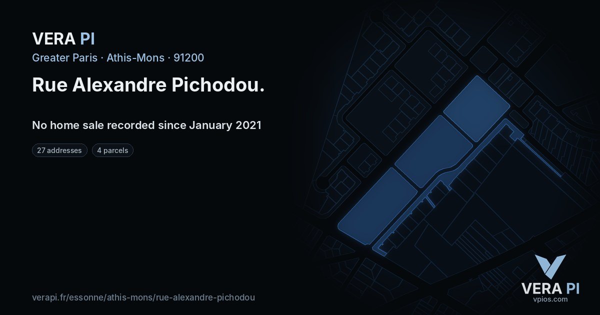Rue Alexandre Pichodou, Athis-Mons at night – every parcel coloured by the prices around it, the street's own parcels lit
