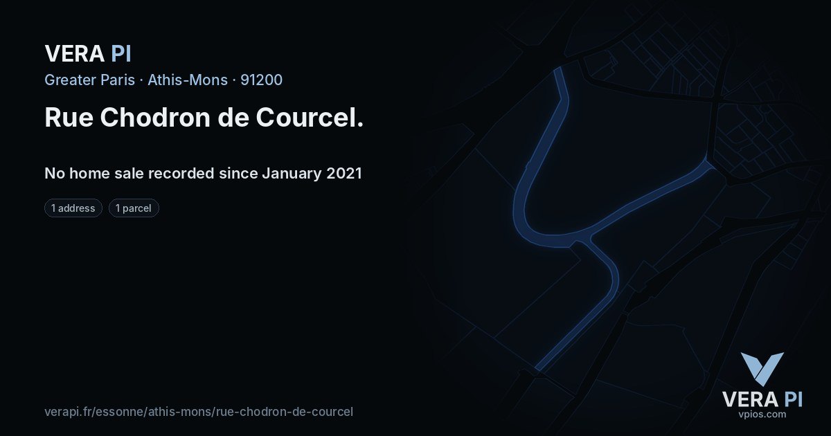 Rue Chodron de Courcel, Athis-Mons at night – every parcel coloured by the prices around it, the street's own parcels lit